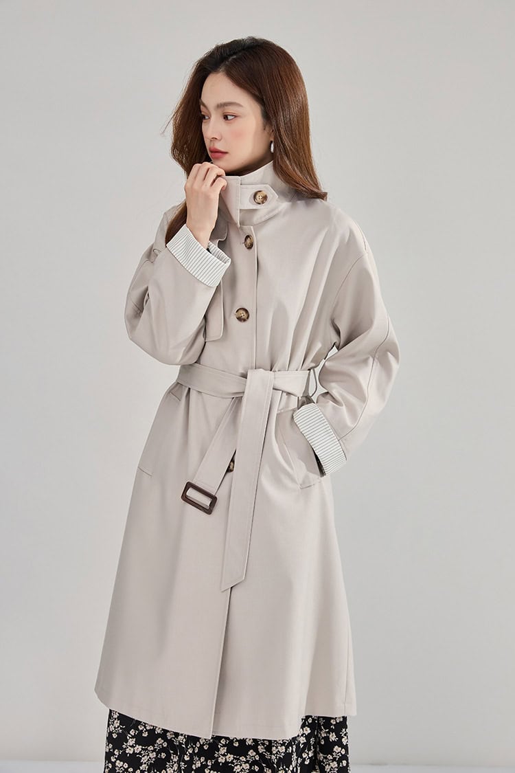 Women's high-neck coat. Mid-length windbreaker jacket 22352 demo 021