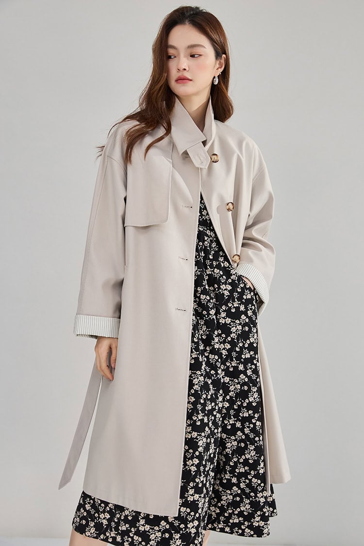 Women's high-neck coat. Mid-length windbreaker jacket 22352 demo 03