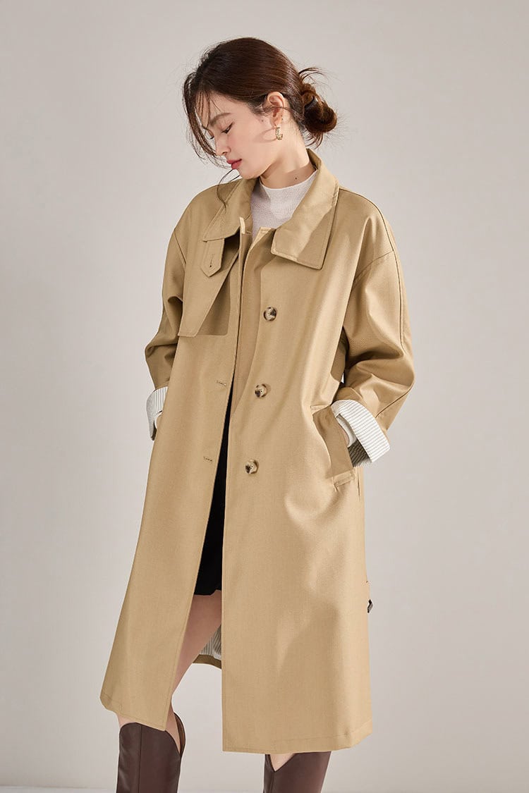 Women's high-neck coat. Mid-length windbreaker jacket 22352 demo 07