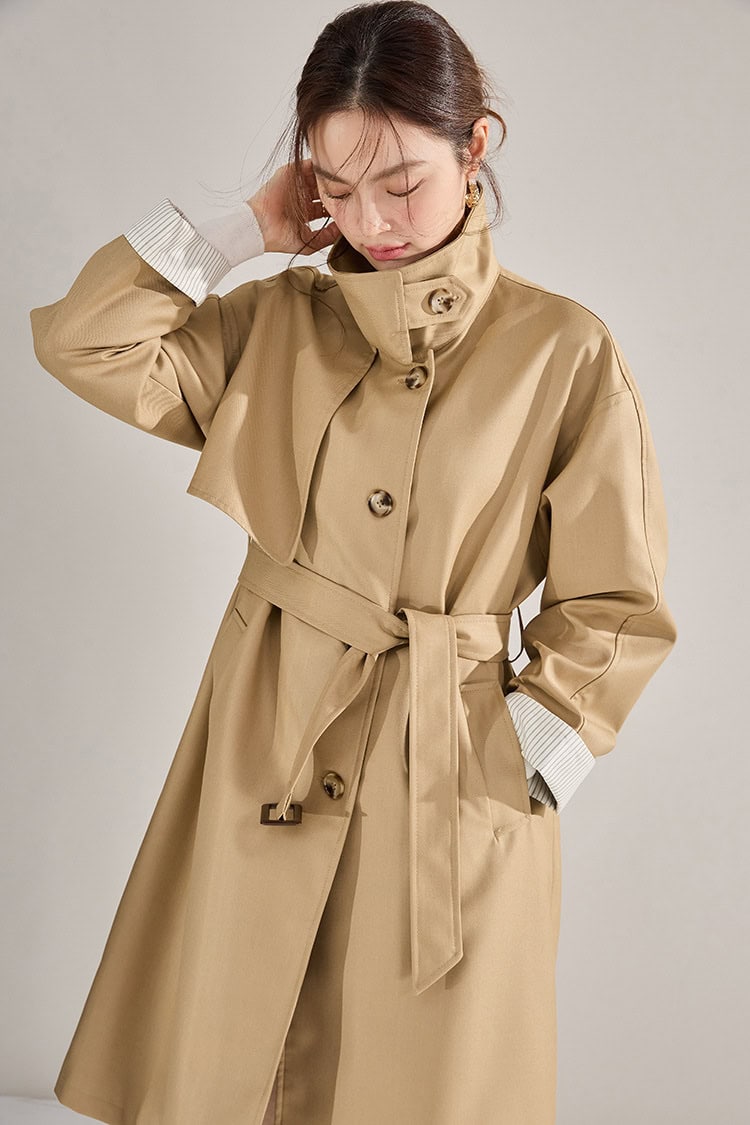 Women's high-neck coat. Mid-length windbreaker jacket 22352 demo 08