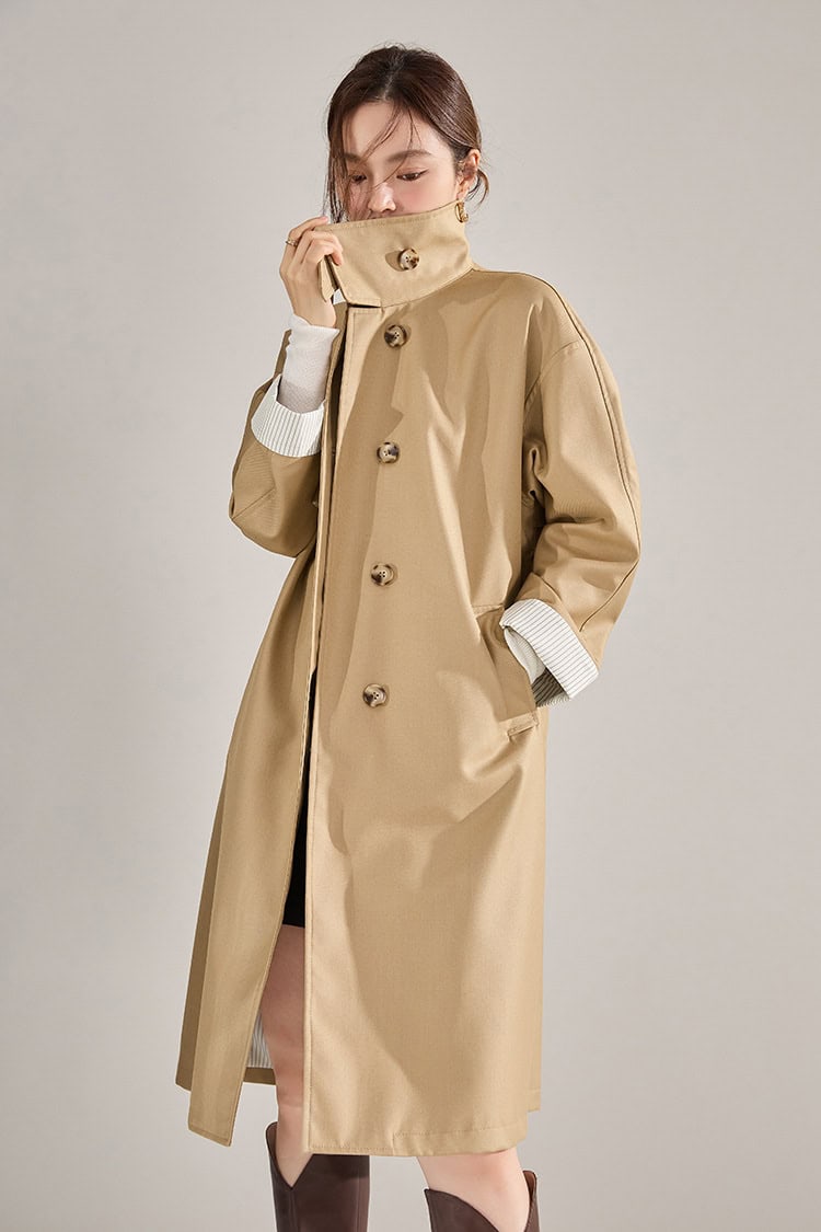 Women's high-neck coat. Mid-length windbreaker jacket 22352 demo 09