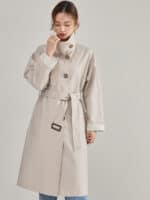 Manteau col montant femme. Veste coupe-vent mi-longue 22352 gris