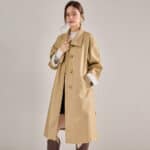 Manteau col montant femme. Veste coupe-vent mi-longue 22352 kaki 01