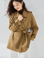 Manteau coupe-vent court et élégant en cuir 23108-01