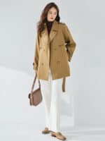 Manteau coupe-vent court et élégant en cuir 23108-05