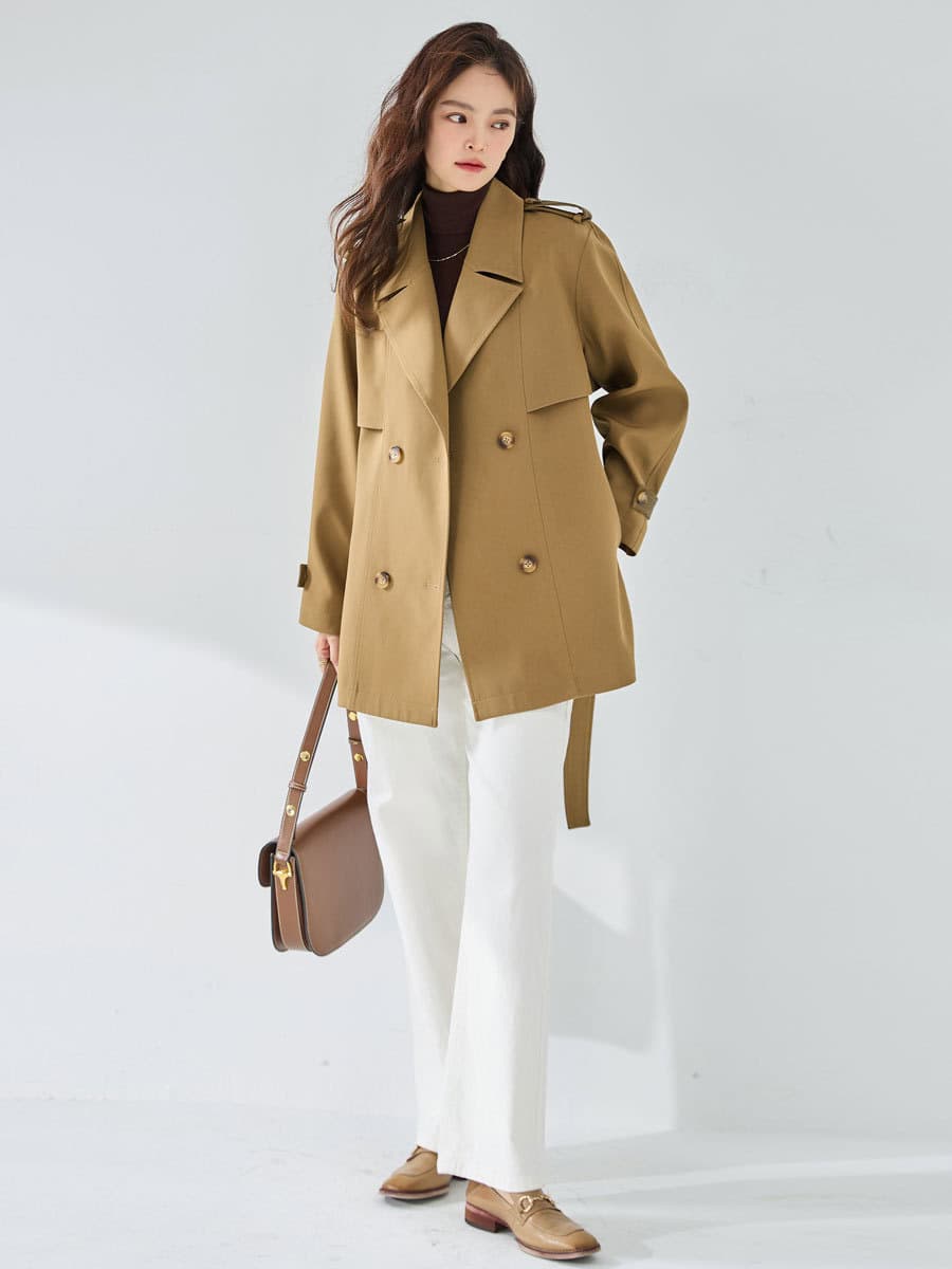 Manteau coupe-vent court et élégant en cuir 23108-05