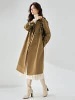 Manteau coupe-vent mi-long en cuir, style décontracté 23070-02