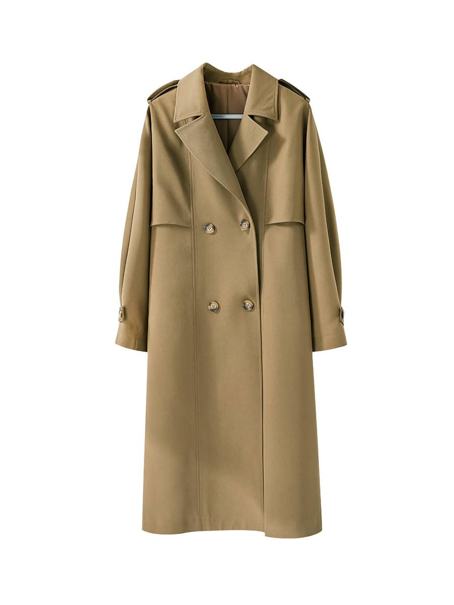 Manteau coupe-vent mi-long en cuir, style décontracté 23070-05