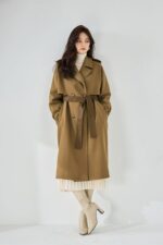 Manteau coupe-vent mi-long en cuir, style décontracté 23070 demo 010
