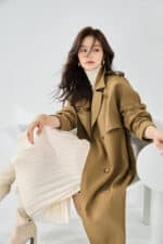 Manteau coupe-vent mi-long en cuir, style décontracté 23070 demo 011