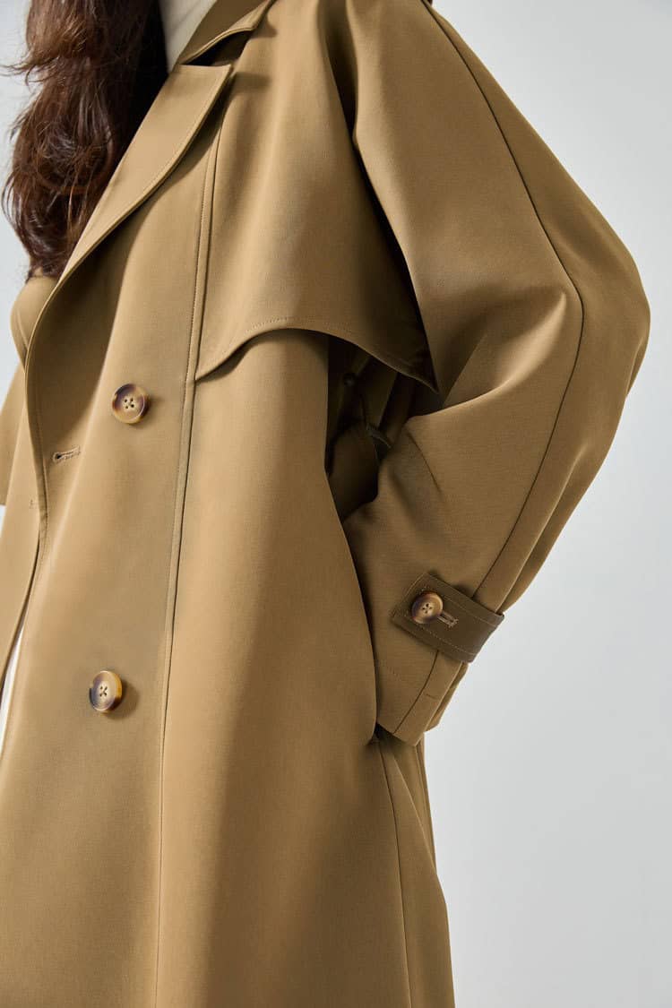 Mid-length leather windbreaker coat, casual style 23070 demo 012