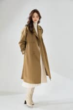 Manteau coupe-vent mi-long en cuir, style décontracté 23070 demo 02