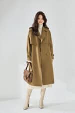 Manteau coupe-vent mi-long en cuir, style décontracté 23070 demo 05
