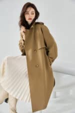 Manteau coupe-vent mi-long en cuir, style décontracté 23070 demo 06