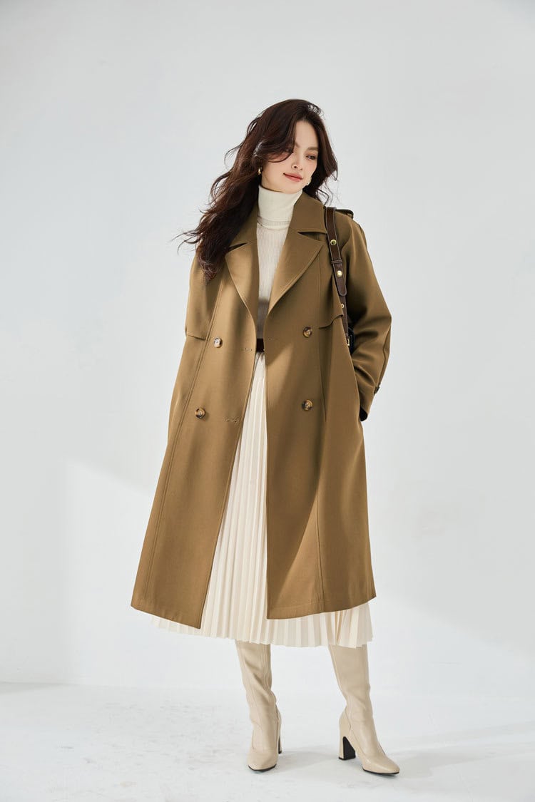 Mid-length leather windbreaker coat, casual style 23070 demo 07