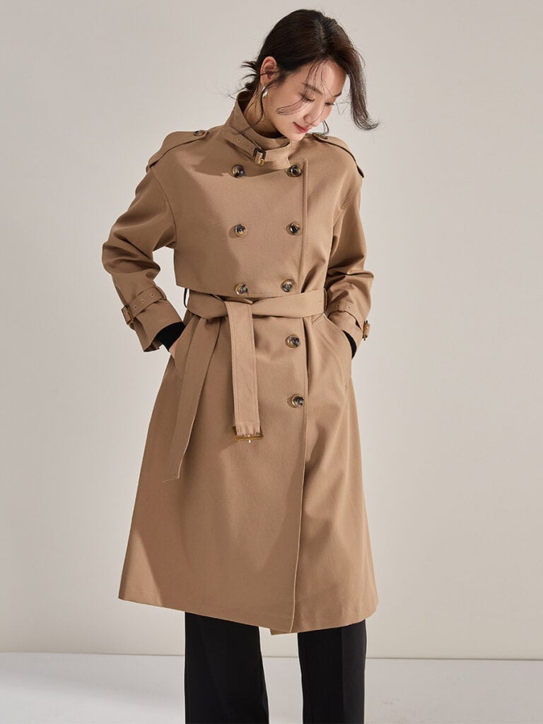 Manteau coupe-vent mi-longue double boutonnage 18213