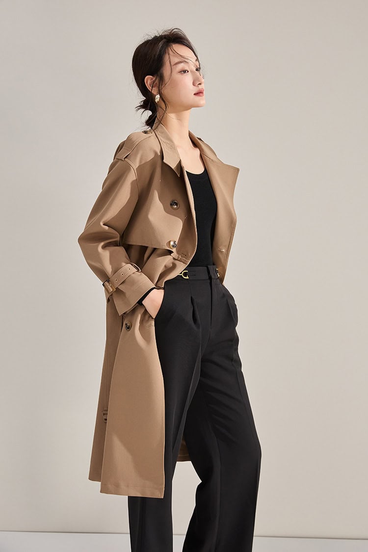Mid-length double-breasted windbreaker coat 18213 demo 012