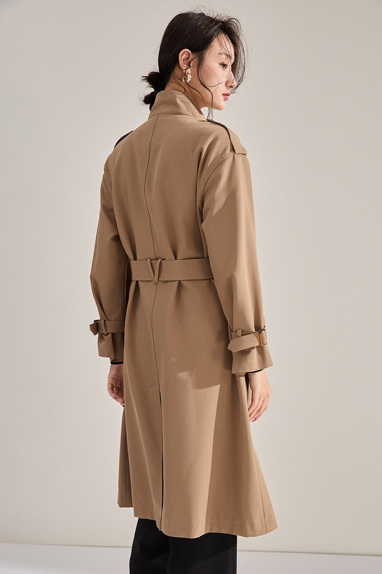 Mid-length double-breasted windbreaker coat 18213 demo 014