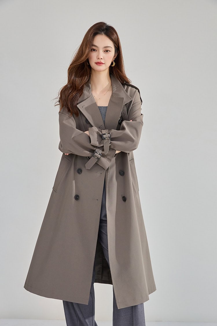 Mid-length double-breasted windbreaker coat 18213 demo 015