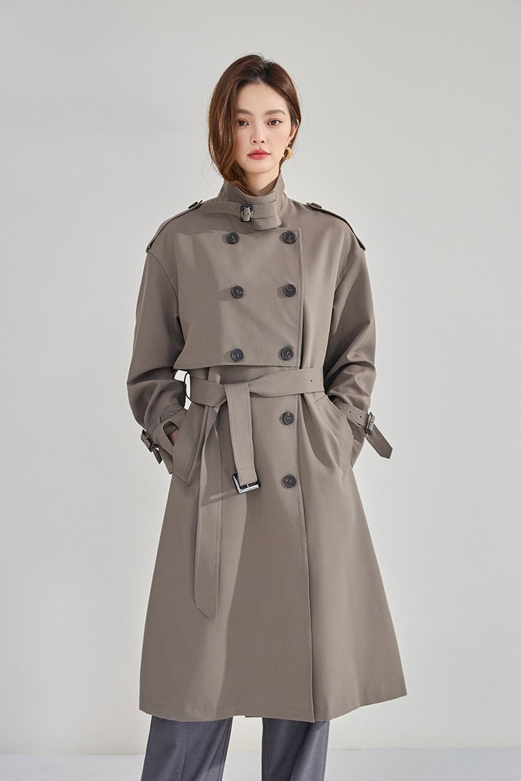 Mid-length double-breasted windbreaker coat 18213 demo 024