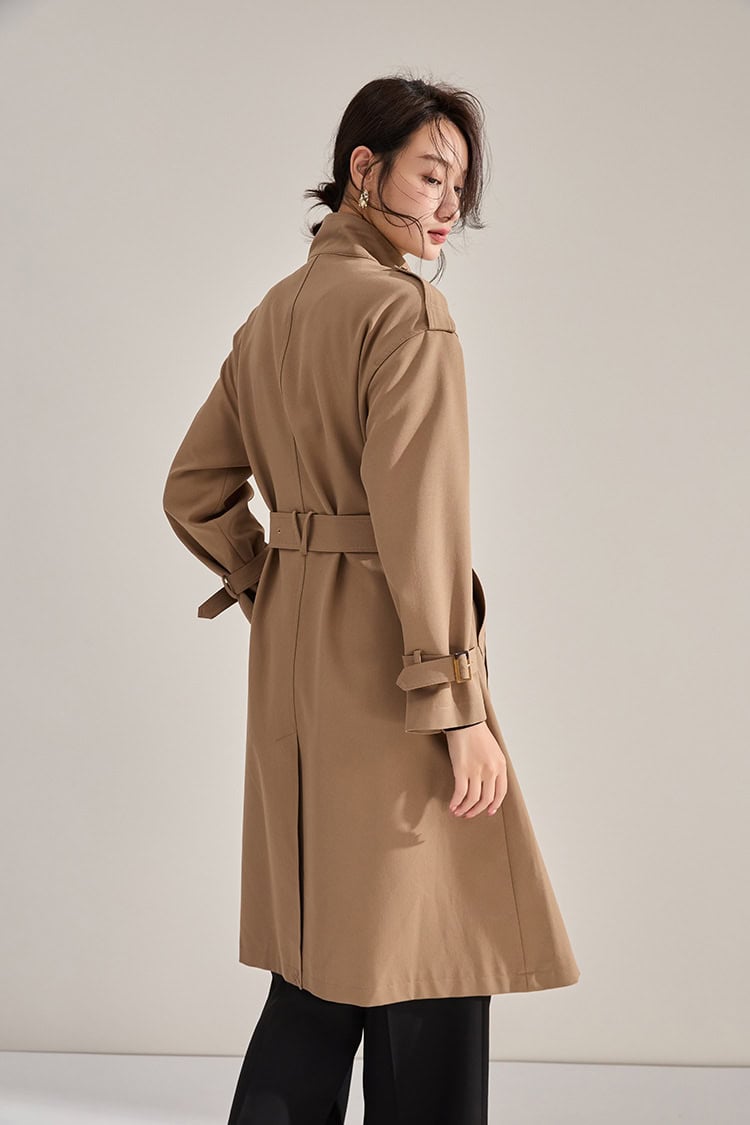 Mid-length double-breasted windbreaker coat 18213 demo 03