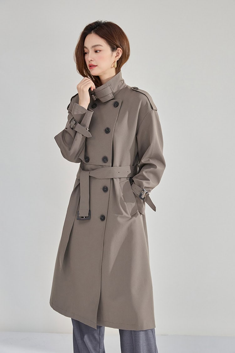 Mid-length double-breasted windbreaker coat 18213 demo 04