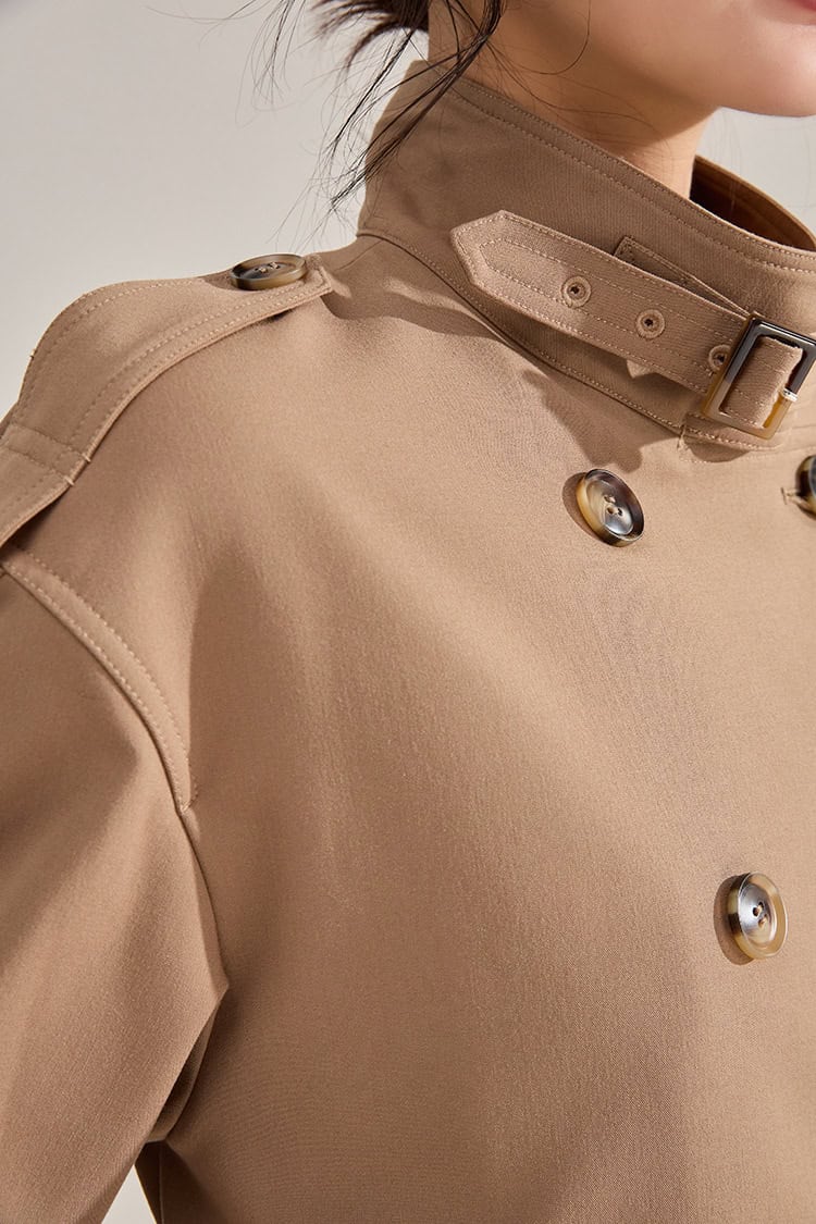 Mid-length double-breasted windbreaker coat 18213 demo 07