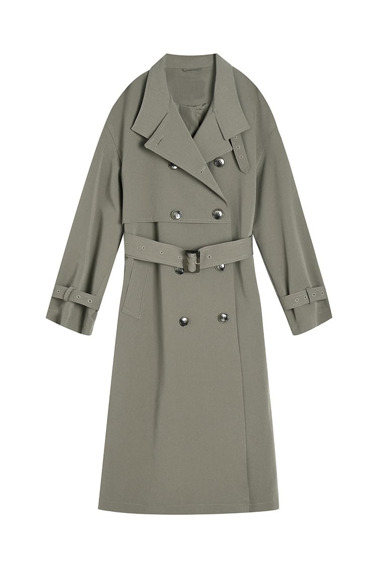 Manteau coupe-vent mi-longue double boutonnage 18213 gris 05