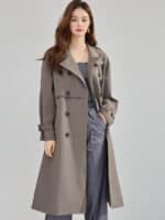 Manteau coupe-vent mi-longue double boutonnage 18213 gris