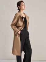 Manteau coupe-vent mi-longue double boutonnage 18213 kaki