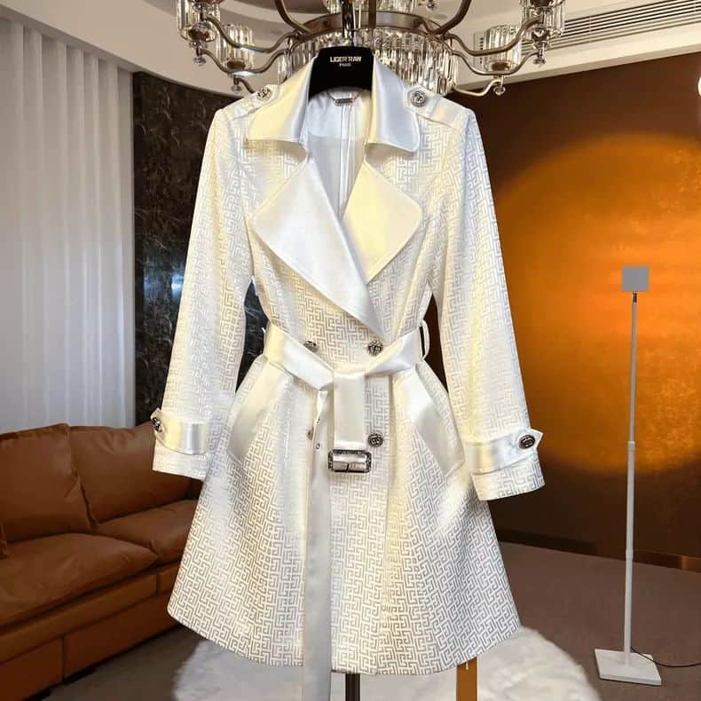 Women's lightweight luxury French-style trench coat 1006142241 white