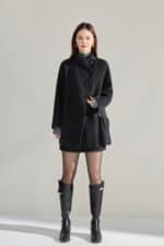 Manteau mi-long en laine double face,col montant 15932 DEMO 011