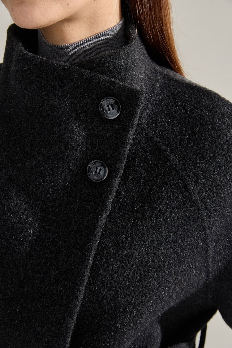 Mid-length double-faced wool coat, stand-up collar 15932 DEMO 015