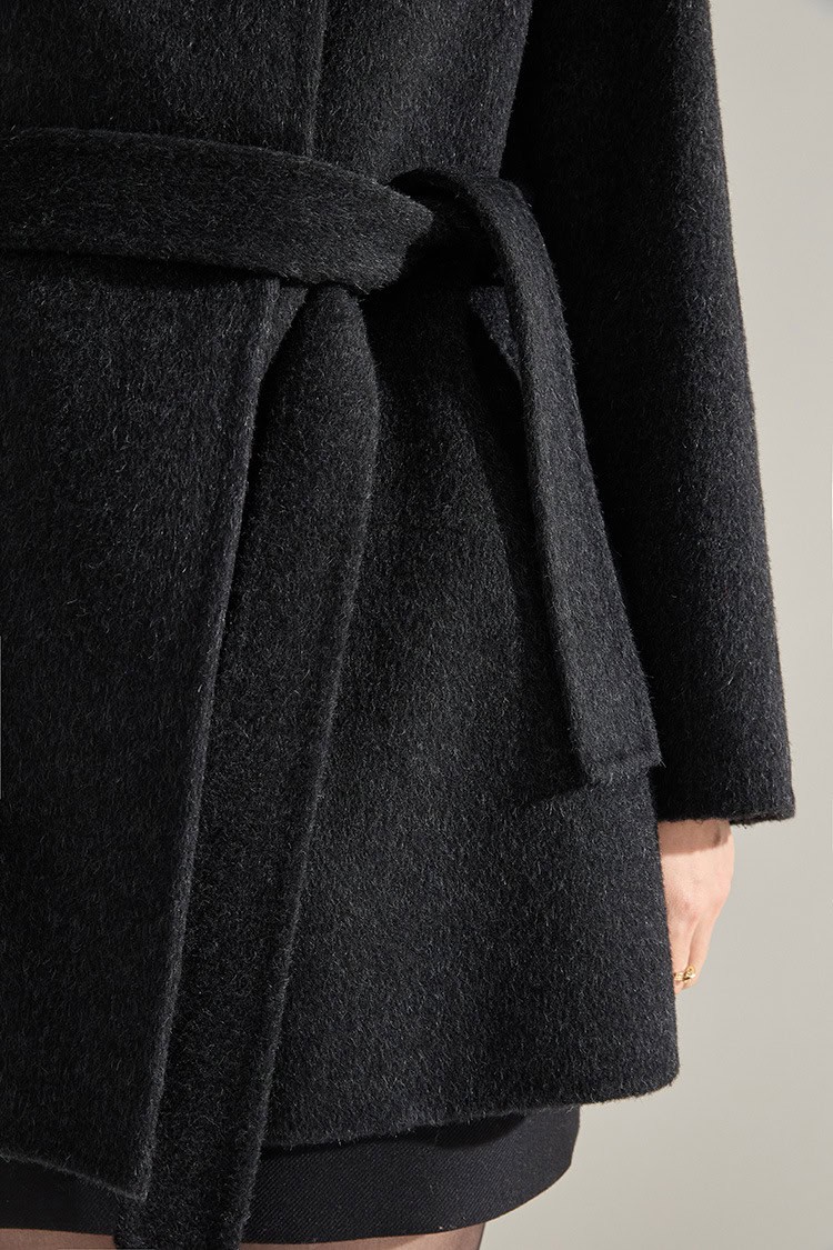 Mid-length double-faced wool coat, stand-up collar 15932 DEMO 016