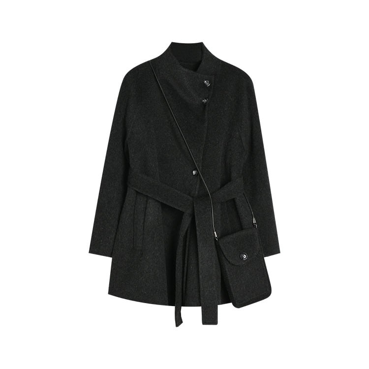 Mid-length double-faced wool coat, stand-up collar 15932 DEMO 019