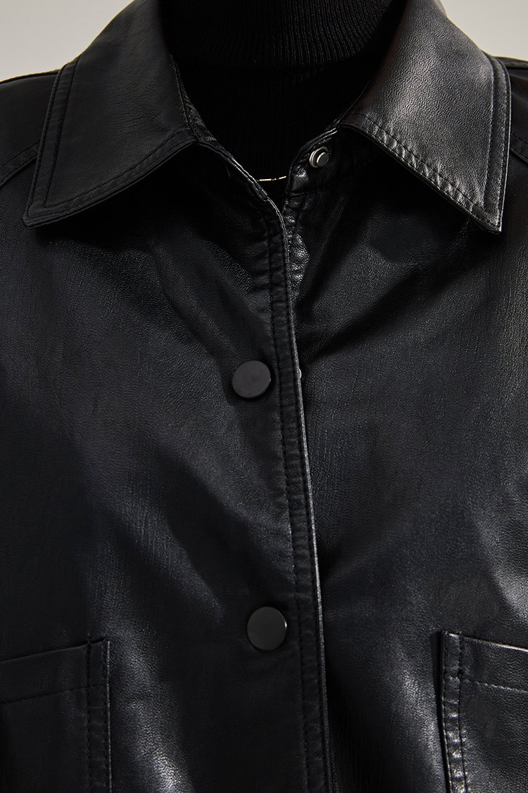 Veste cuir femme, rétro à revers en cuir PU 18663 demo 014