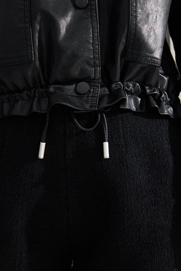 Veste cuir femme, rétro à revers en cuir PU 18663 demo 015