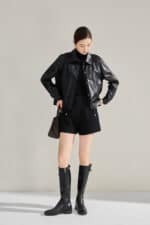 Veste cuir femme, rétro à revers en cuir PU 18663 demo 016