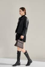 Veste cuir femme, rétro à revers en cuir PU 18663 demo 018