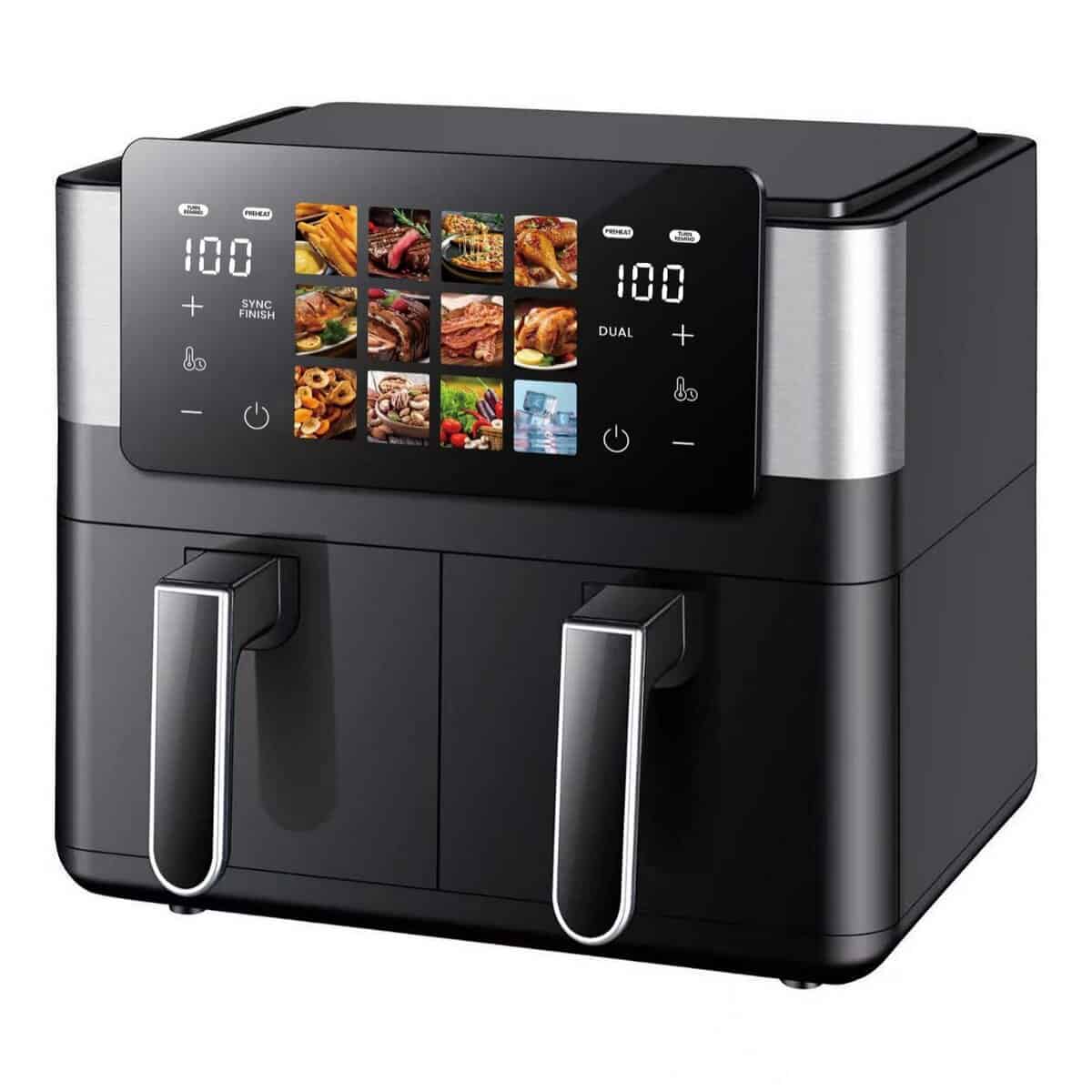 Steel dual-basket hot air fryer, 8 L, DH-905A (standard plastic)