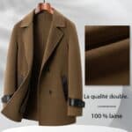 Men's 100% wool winter coat, double-sided collar, black (SJ88991)