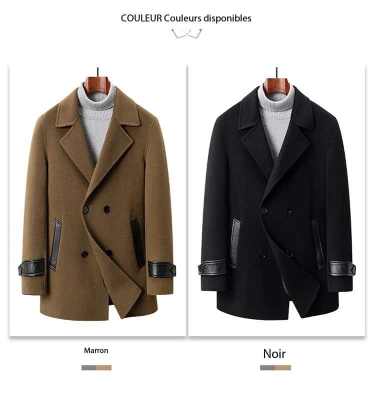 Manteau d'hiver laine homme, 100 % laine, col double face SJ88991 demo 02