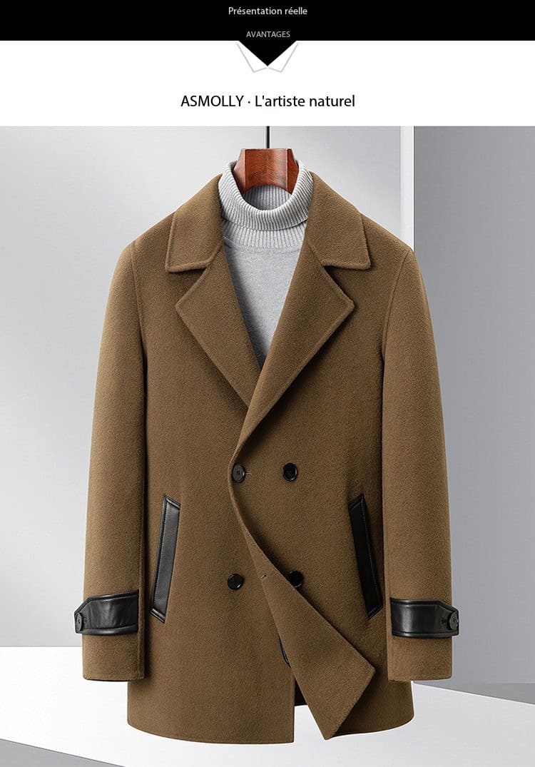 Manteau d'hiver laine homme, 100 % laine, col double face SJ88991 demo 04