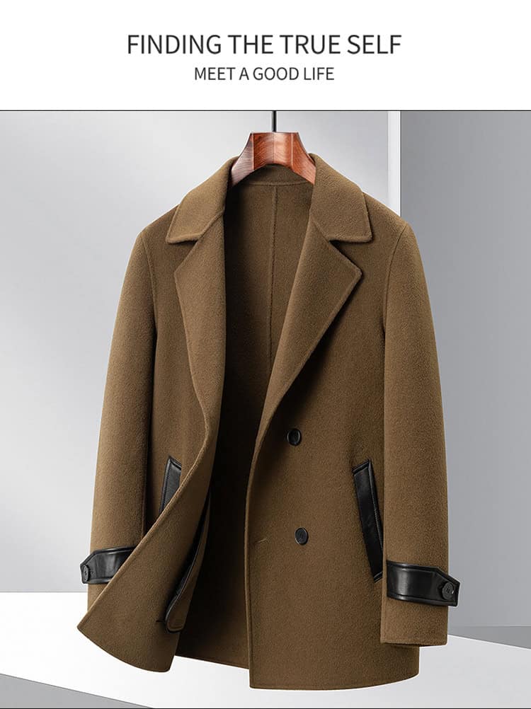 Manteau d'hiver laine homme, 100 % laine, col double face SJ88991 demo 06