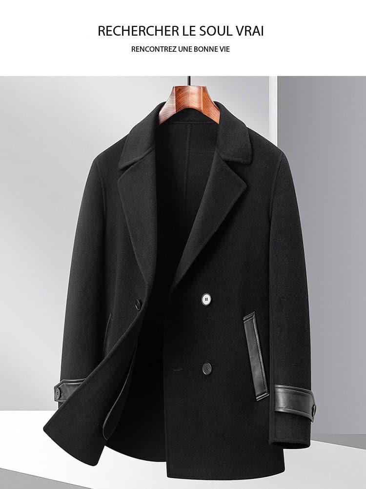 Manteau d'hiver laine homme, 100 % laine, col double face SJ88991 demo 09