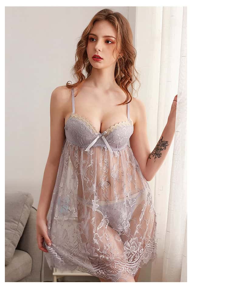 Nuisette en dentelle sexy, décolleté plongeant 0025 demo 016