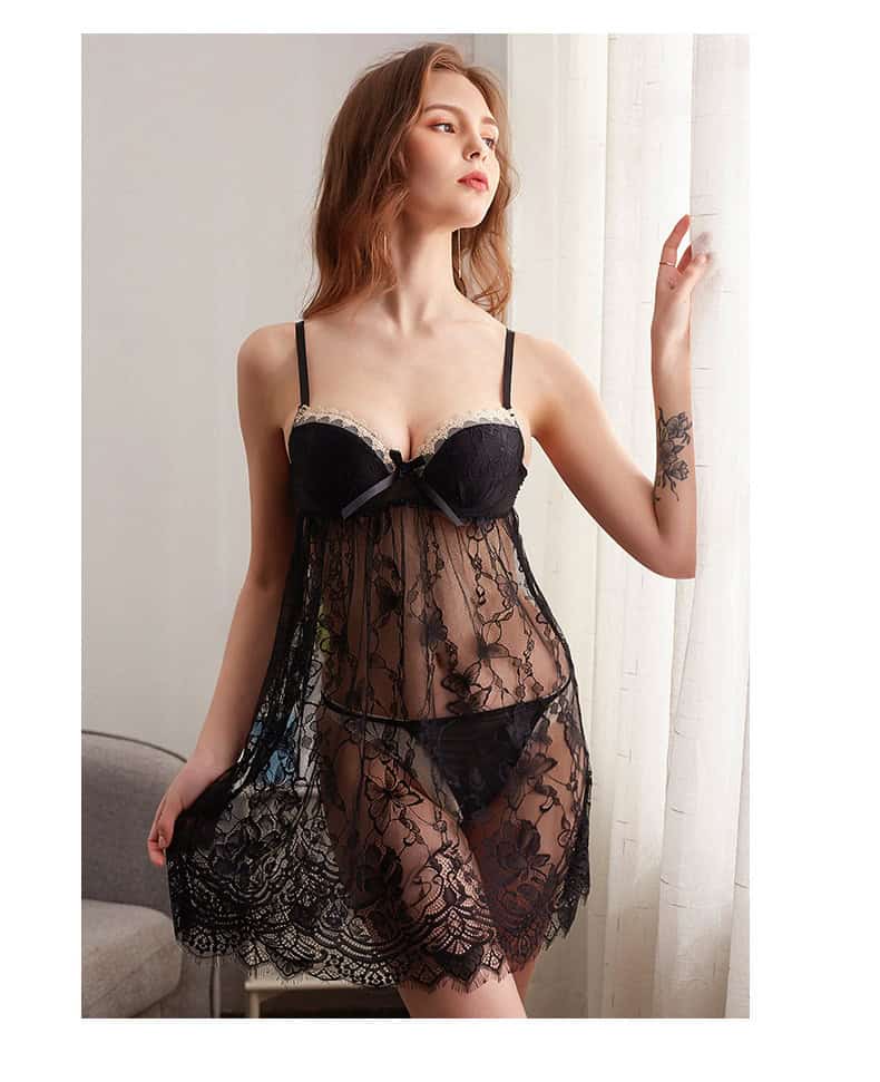 Nuisette en dentelle sexy, décolleté plongeant 0025 demo 07