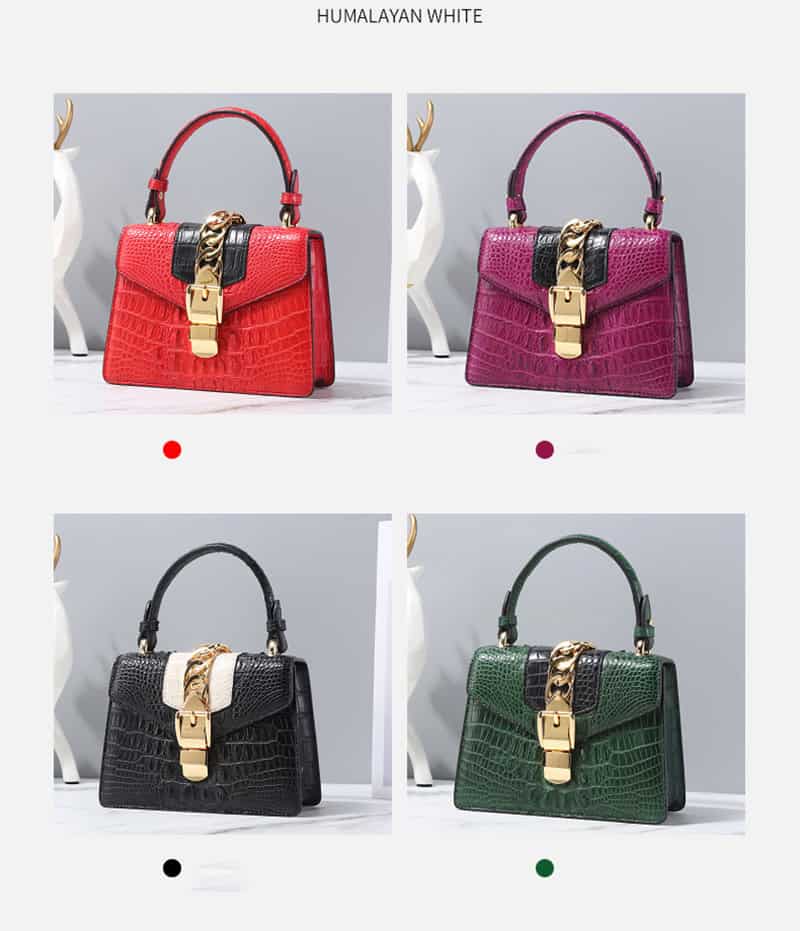 Women's crocodile-effect leather handbag, tote style, versatile G070 demo 04