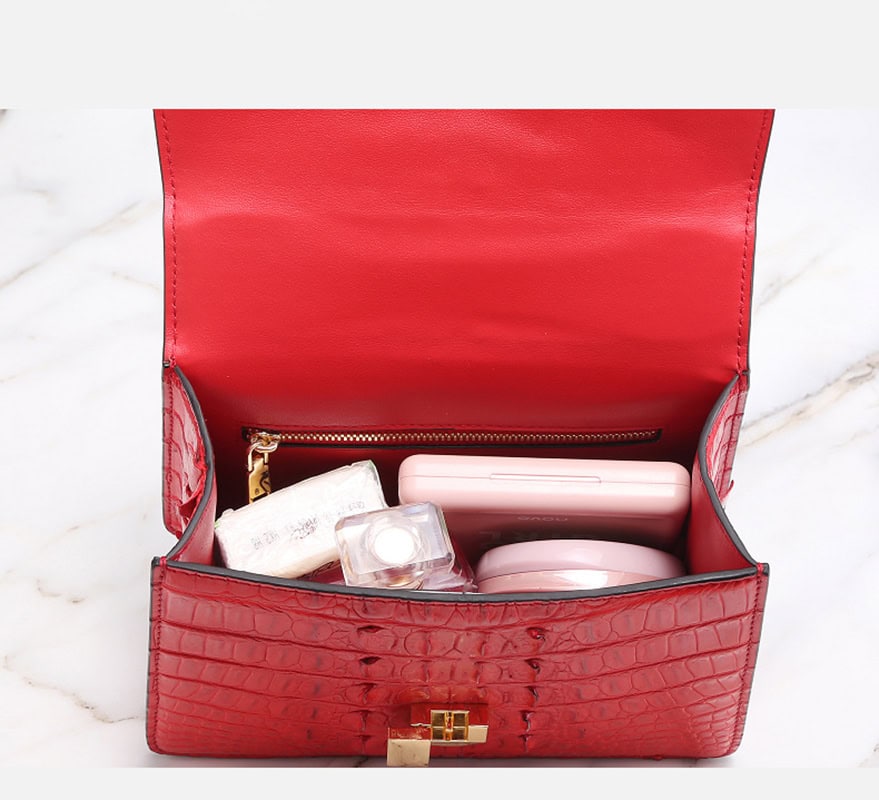 Women's crocodile-effect leather handbag, tote style, versatile G070 demo 06