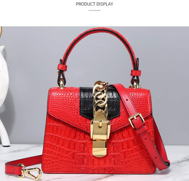 Women's crocodile-effect leather handbag, tote style, versatile G070 demo 07